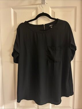 Buffalo David Bitton Black Short-Sleeve Pocket Blouse